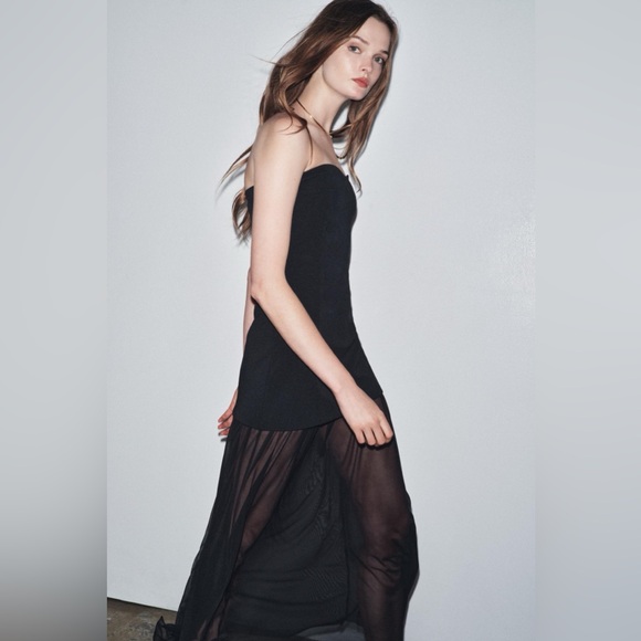🆕(NWT) ZARA Bloggers Fav Combination Strapless Tulle Maxi Dress Size SMALL - Picture 9 of 9